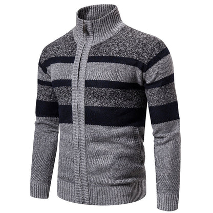 Autumn Winter Cardigan Men Sweaters Jackets Coats Fashion Striped Knitted Cardigan Slim Fit Sweaters Coat Mens Clothing