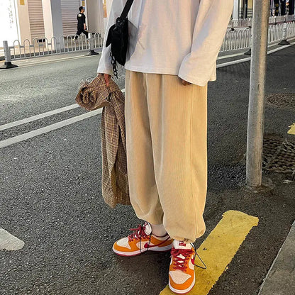 saferido Spring Men's Corduroy Fabric Casual Pants Velvet Hip Hop Harem Pants Joggers Sweatpants Streetwear Mens Fashion Trousers