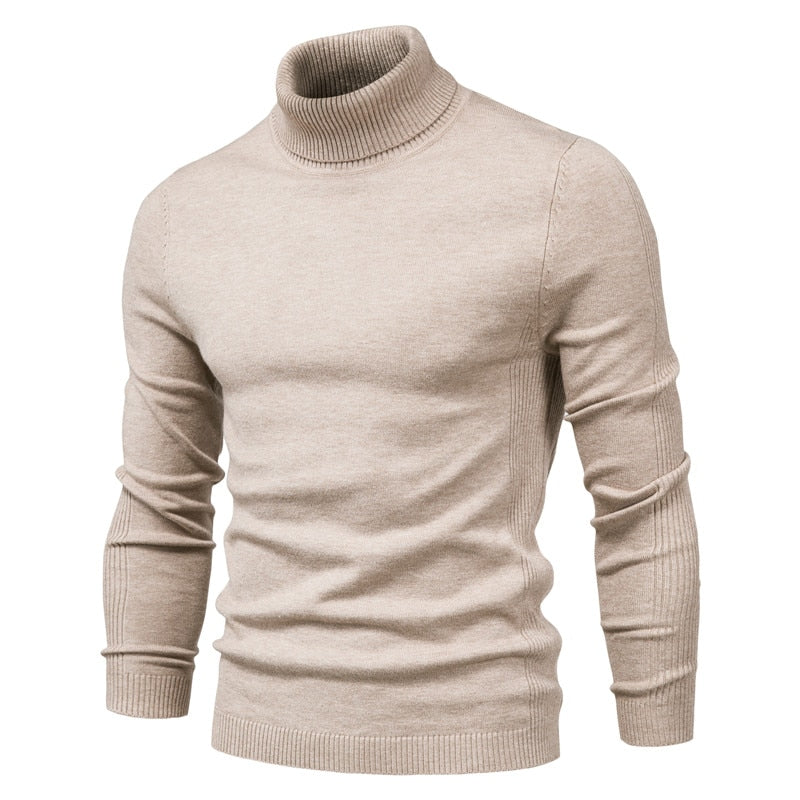 10 Color Winter Men's Turtleneck Sweaters Warm Black Slim Knitted Pullovers Men Solid Color Casual Sweaters Male Autumn Knitwear