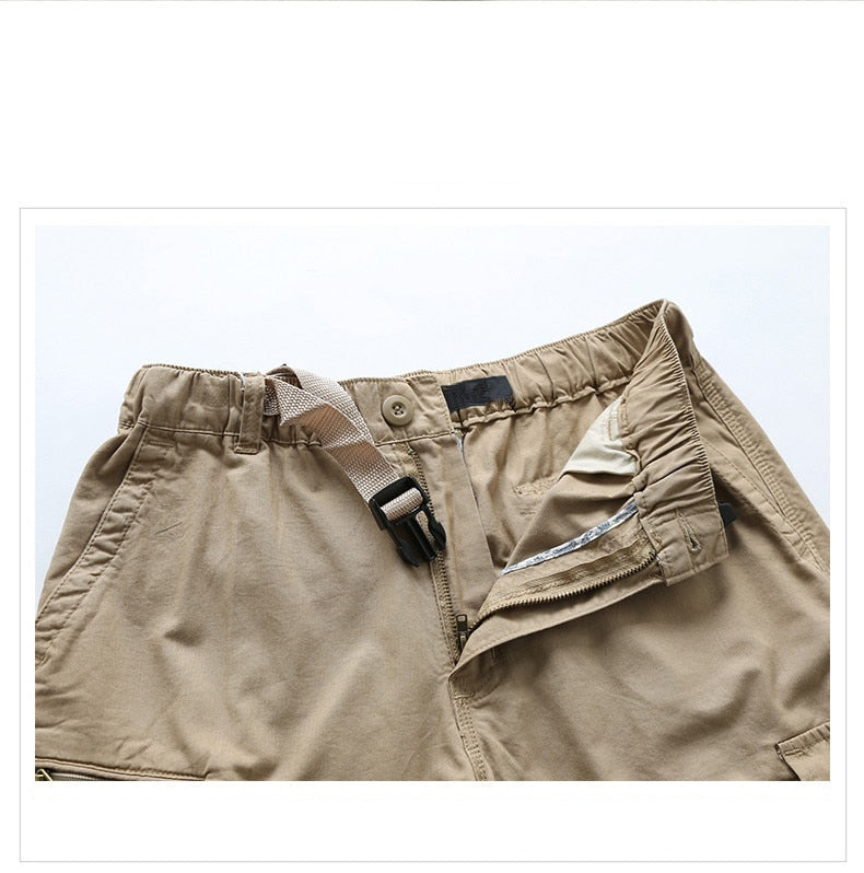 Men Summer Casual Baggy Multi Pocket Military Shorts Knee Length Cargo Pants Loose Breeches Male Tactical Shorts Plus Size 5XL