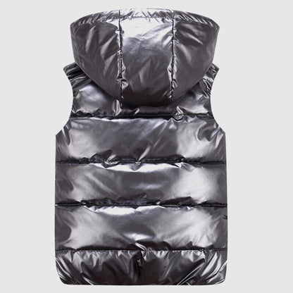 Men's Vest Winter Fashion Silver Male Cotton-Padded Hooded Coats Sleeveless Jackets Casual Thick Waistcoats Mens Clothing