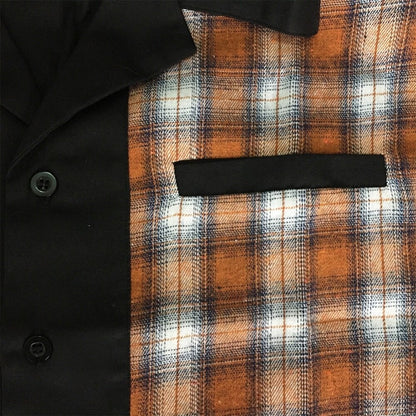 Brand Plaid Shirts Men's Blouse Patchwork Short Sleeve Casual Button Down Shirts Camiseta Retro Hombre Bowling Dress Male Shirts
