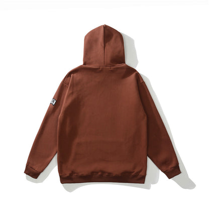 Embroidery Skull Heart Patchwork Brown Cotton Hoodies Men Harajuku Sweatshirt Fleece Punk Hooded Pullover Vintage Clothes