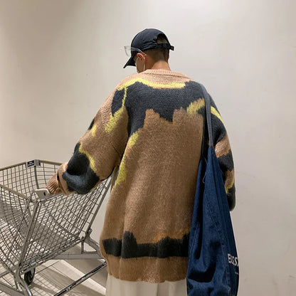 saferido Autumn winter thickened sweater men's Korean version trend loose knit winter ins lazy sweater coat