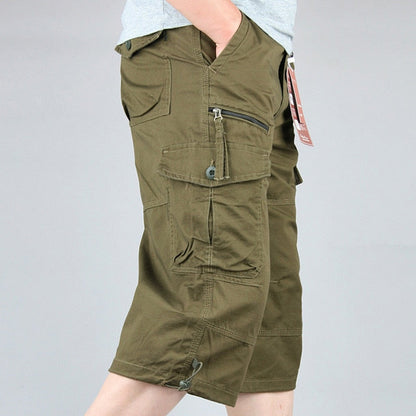 Men Summer Casual Baggy Multi Pocket Military Shorts Knee Length Cargo Pants Loose Breeches Male Tactical Shorts Plus Size 5XL