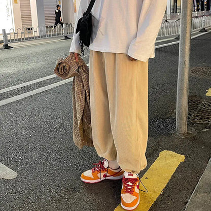 saferido Spring Men's Corduroy Fabric Casual Pants Velvet Hip Hop Harem Pants Joggers Sweatpants Streetwear Mens Fashion Trousers