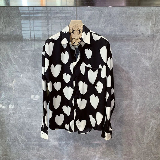 Men Spring Autumn Korea Chic Shirts Male Fashion Printed Long Sleeve Shirts Men's Loose Casual Handsome Blouses O195