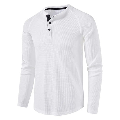 saferido New Henley Collar Tshirt Men Long Sleeve Slim Fit Solid Color Spring Autumn Casual Tops Tees Mens Cotton Full T Shirts Man