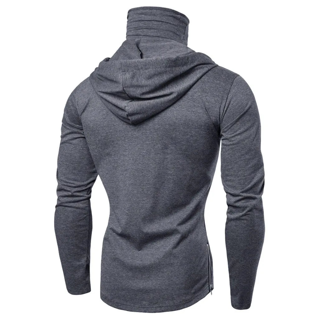 New Men Solid Black Gray Hoodie Long Sleeve Hooded Sweatshirt For Man Sports Fitness Gym Running Casual Pullover Tops