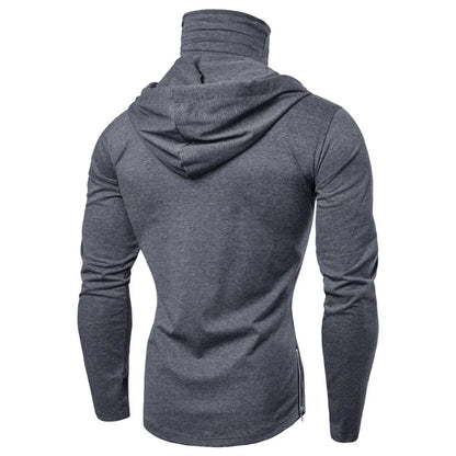 New Men Solid Black Gray Hoodie Long Sleeve Hooded Sweatshirt For Man Sports Fitness Gym Running Casual Pullover Tops