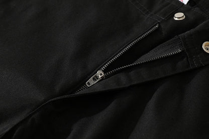 Back Zipper Pockets Retro Black Overalls for Men and Women Streetwear Casual Oversize Cargo Pants Loose Vibe Style Trousers