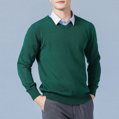 Men's Sweaters Cashmere Blend Knitting V-neck Pullovers Hot Sale Spring&Winter Male Wool Knitwear High Quality jumpers Clothes