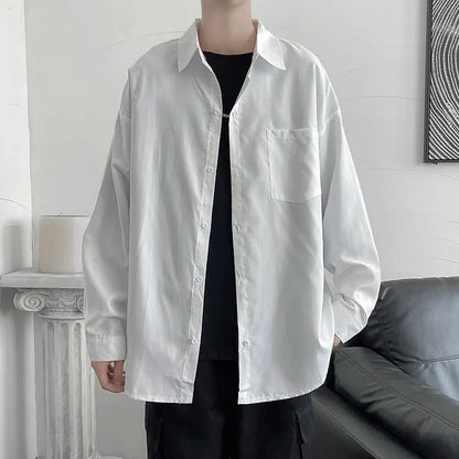 saferido Shirt men's long sleeve ins simple and versatile loose Shirt spring and autumn Korean fashion handsome casual