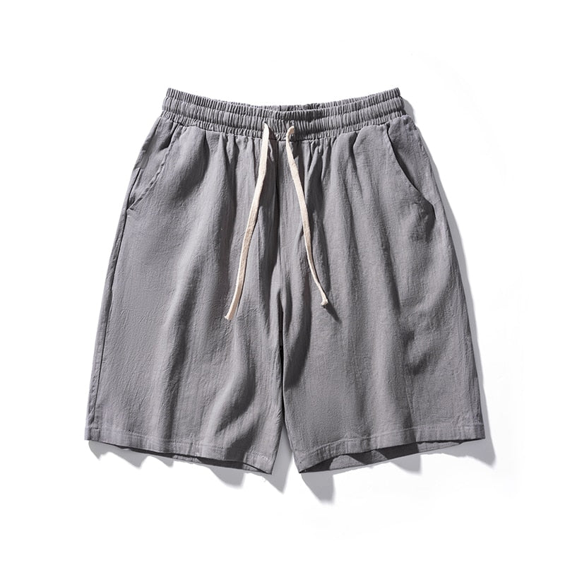 Fashion Cotton Line Shorts Men  Summer Beach Casual Shorts Solid Baggy Basic Pockets Shorts Streetwear Men's Clothing
