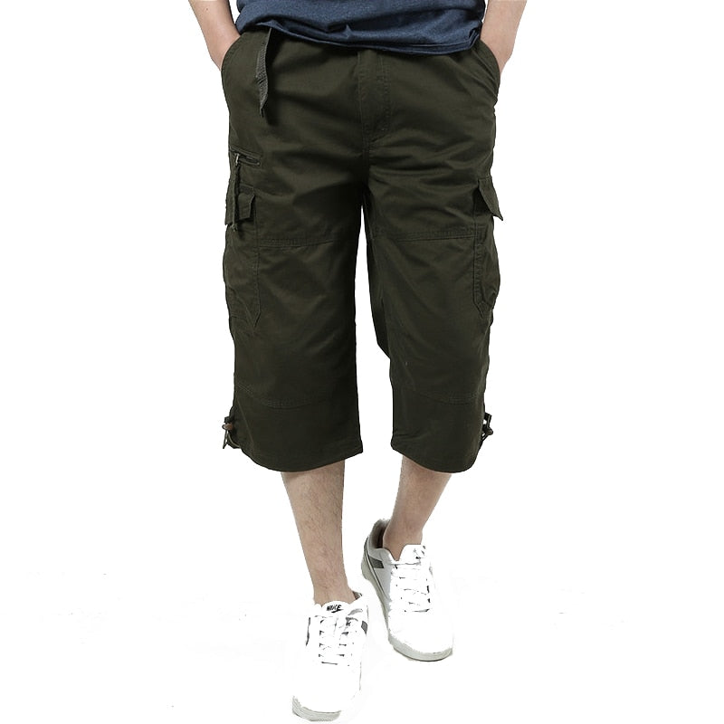 Men Summer Casual Baggy Multi Pocket Military Shorts Knee Length Cargo Pants Loose Breeches Male Tactical Shorts Plus Size 5XL