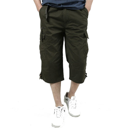 Men Summer Casual Baggy Multi Pocket Military Shorts Knee Length Cargo Pants Loose Breeches Male Tactical Shorts Plus Size 5XL