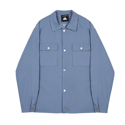 BLUE BUTTON COLLAR JACKET