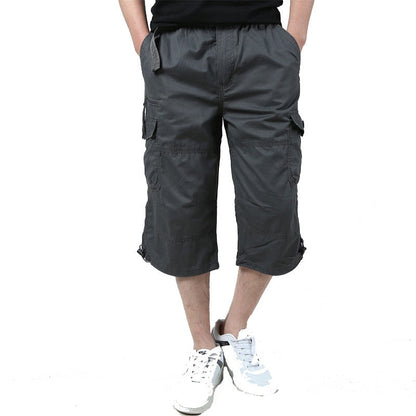 Men Summer Casual Baggy Multi Pocket Military Shorts Knee Length Cargo Pants Loose Breeches Male Tactical Shorts Plus Size 5XL