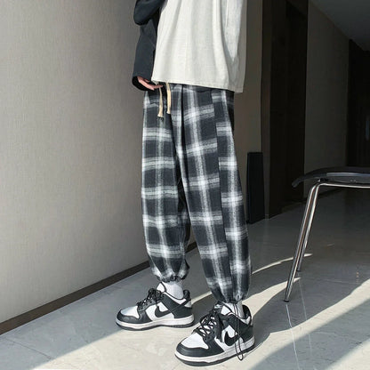 saferido Korean Style Men's Fashion Trend Casual Pants Loose Hip Hop Joggers Sweatpants Homme Elastic Waist Khaki Trousers M-2XL