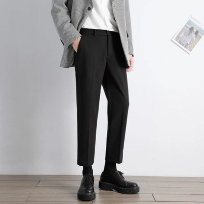 saferido Men's Fashion Casual Pants Slim Fit British Style Business Thicken Woollen Pants Streetwear Trousers 4 Color Suit Pants