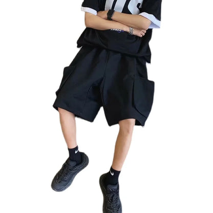 saferido Summer new fashion brand ins Yu wenle industrial shorts men's Korean fashion pocket loose wide leg casual Capris