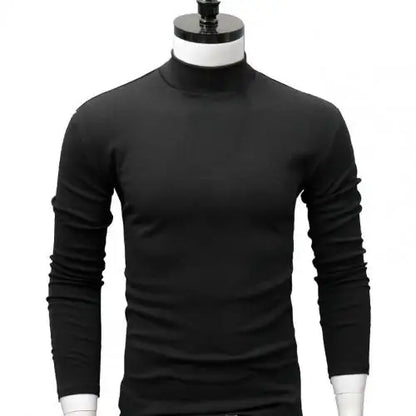 Men Shirt Sweater Solid Color Half High Collar Casual Slim Long Sleeve Keep Warm Tight Shirt Male for Men Clothes Inner Wear 2Xl