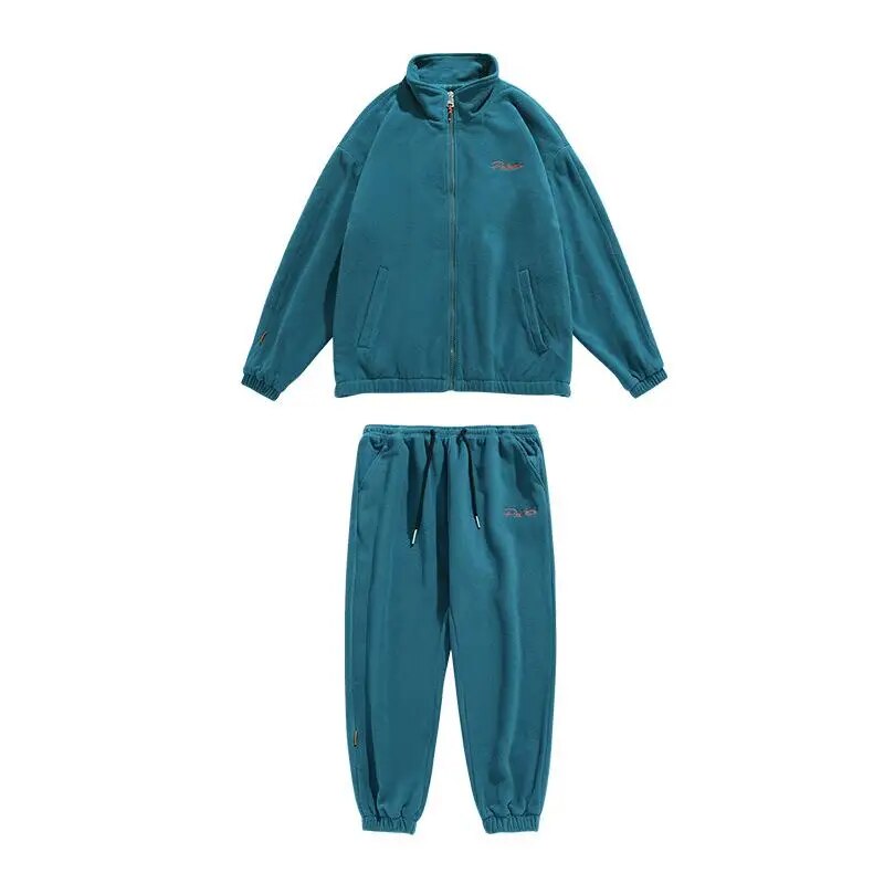 Spring and  Autumn New Fleece Knitted Coat Men's Loose Couple Suit Versatile High Street Style