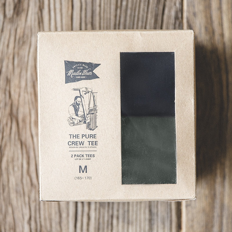 Maden 2pcs Solid Cotton Men's T-shirts Short-sleeved Round Neck Black White T-Shirt Classic Heavyweight Oversized Tees Tops