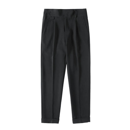 British Style Autumn New Solid Business Casual Suit Pants Men Clothing Simple All Match Formal Wear Office Trousers Straight 36