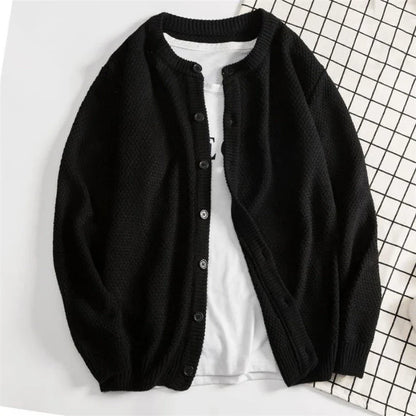 saferido Casual Men Sweatercoat Autumn Knit Cardigan Solid Color Korean Style Fashion Streetwear Wild Male Slim Tops Knitwear