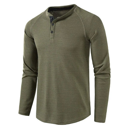 saferido New Henley Collar Tshirt Men Long Sleeve Slim Fit Solid Color Spring Autumn Casual Tops Tees Mens Cotton Full T Shirts Man
