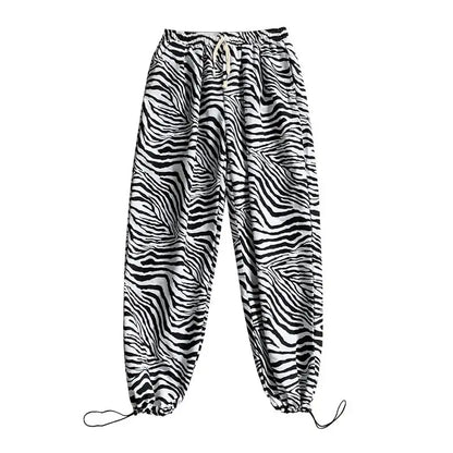 saferido Youth Streetwear Black Pants Men Joggers Mens Straight Harem Pants Men Korean Hip Hop Trousers Plus Size Zebra pants