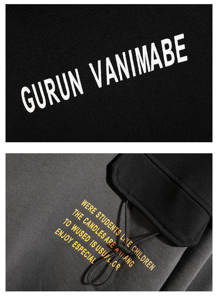 Japan Style Casual O-Neck Spring Autumn Print Hoodie Sweatshirt Men'S Thick Fleece Hip Hop High Streetwear Clothes