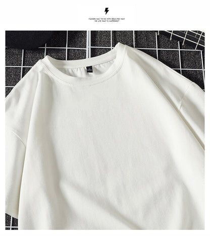 New Summer Men's T Shirt Fashion Solid T Shirt Mens Oversized Hip Hop Short Sleeve Casual Cotton Mens Streetwear Top Tees