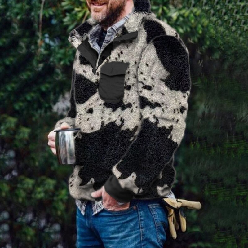 saferido       Oversized Autumn Winter Warm Long Sleeve Loose Sweaters For Men Casual Turn-down Collar Plaid Print Top Mens Fashion Streetwear