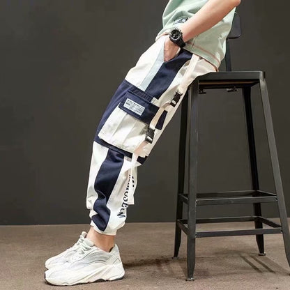 Men Hip Hop Black Cargo Pants joggers Sweatpants Overalls Men Ribbons Streetwear Harem Pants Women Fashions Trousers