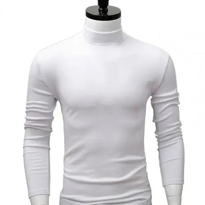 Men Shirt Sweater Solid Color Half High Collar Casual Slim Long Sleeve Keep Warm Tight Shirt Male for Men Clothes Inner Wear 2Xl