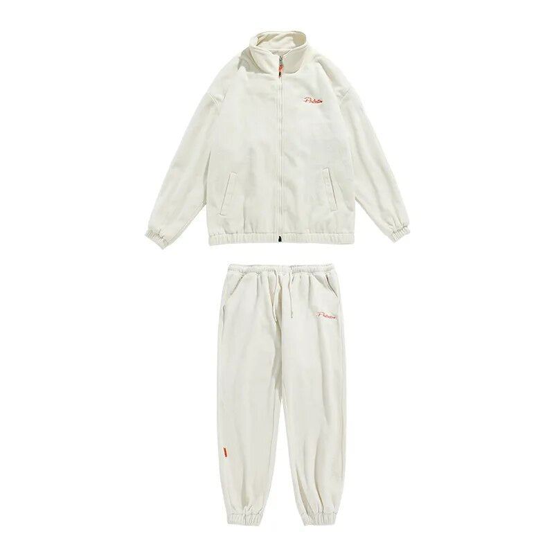 Spring and  Autumn New Fleece Knitted Coat Men's Loose Couple Suit Versatile High Street Style