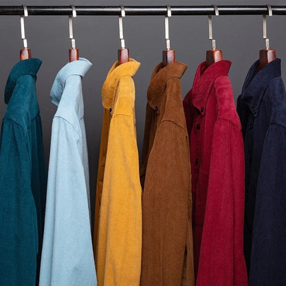 Plus Size S~7XL Corduroy Shirt Men Casual Long Sleeve Regular Fit Business Dress Shirts For Male Soft Leisur Comfortable Pocket