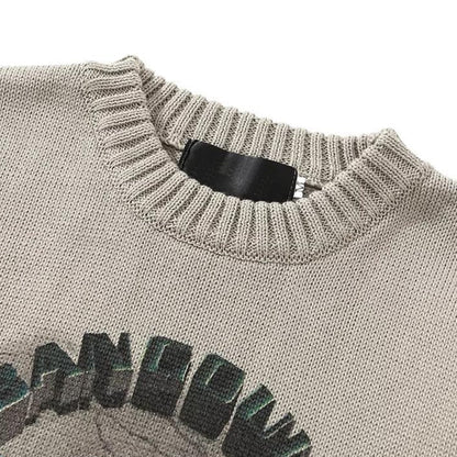 Hip Hop Knitted Men Sweater Male Angel Lightning Printed Streetwear Harajuku Autumn Oversized Casual Pullover Knitwear Sweaters