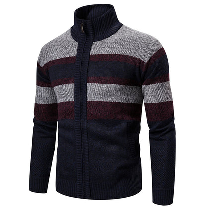 Autumn Winter Cardigan Men Sweaters Jackets Coats Fashion Striped Knitted Cardigan Slim Fit Sweaters Coat Mens Clothing