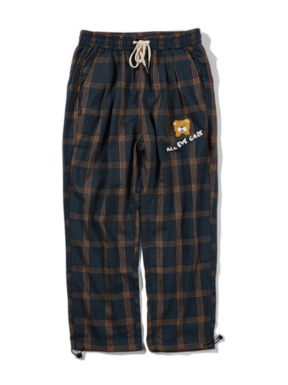 saferido Sweatpants Plaid pants men's national fashion large men's elastic pants add fat men's pants fashion fat man spring pants men's pants