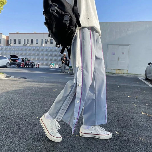 saferido Wide leg pants men's couple korean loose straight tube drop summer breasted pants streetwear joggers sport pantalon homme Sale