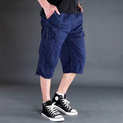 Men Summer Casual Baggy Multi Pocket Military Shorts Knee Length Cargo Pants Loose Breeches Male Tactical Shorts Plus Size 5XL