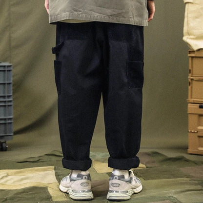 Patchwork Cargo Pants Men Corduroy Contrast Stitch Trousers Mens Streetwear Loose Casual Pants