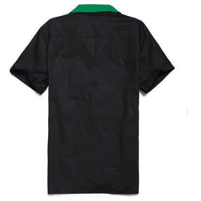 Plus Size Vertical Striped Shirts For Men Overhemden Heren Blouse Men's Short Sleeve Industrial Shirt, Button-Down Dress