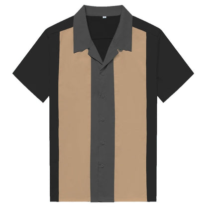 Plus Size Vertical Striped Shirts For Men Overhemden Heren Blouse Men's Short Sleeve Industrial Shirt, Button-Down Dress