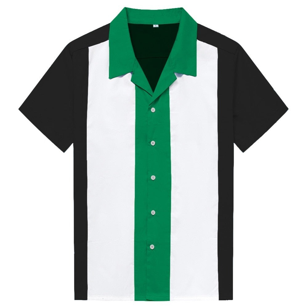 Plus Size Vertical Striped Shirts For Men Overhemden Heren Blouse Men's Short Sleeve Industrial Shirt, Button-Down Dress