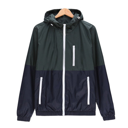 Men Casual Spring Autumn Lightweight Jacket  Arrival Hooded Contrast Color Zipper up Jackets Outwear Cheap