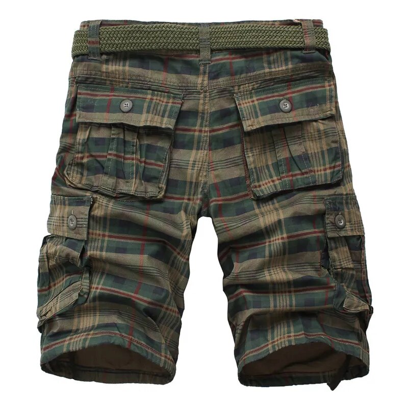 Men Shorts Fashion Plaid Beach Shorts Mens Casual Camo Camouflage Shorts Military Short Pants Male Bermuda Cargo Overalls